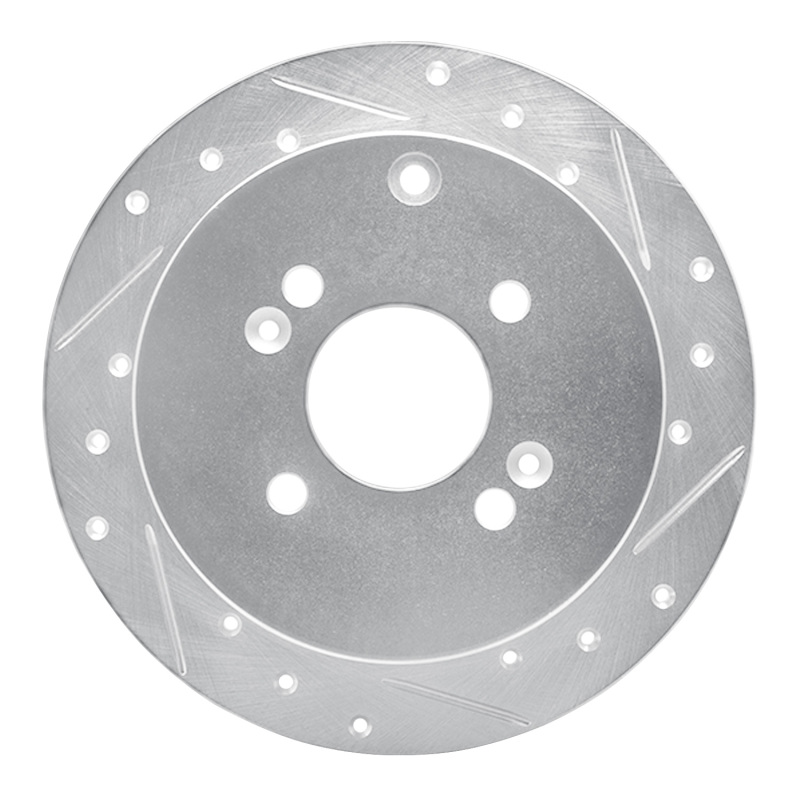 Dodge Attitude Brake Rotor (1) - Rear Right - R1 Concepts - Drilled & Slotted - Silver - `06-`12